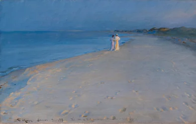 Tarde de verano en la playa sur, Skagen. Anna Ancher y Marie Krøyer
